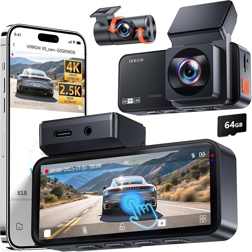 4K Dash Cam Front and Rear
