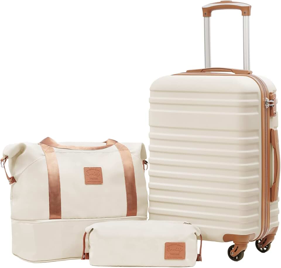 Coolife 3 Piece Luggage Set