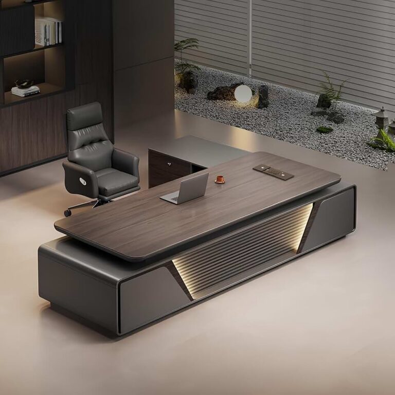 Modern L-Shaped Executive Desk with Power Box & Storage | In-Depth Review