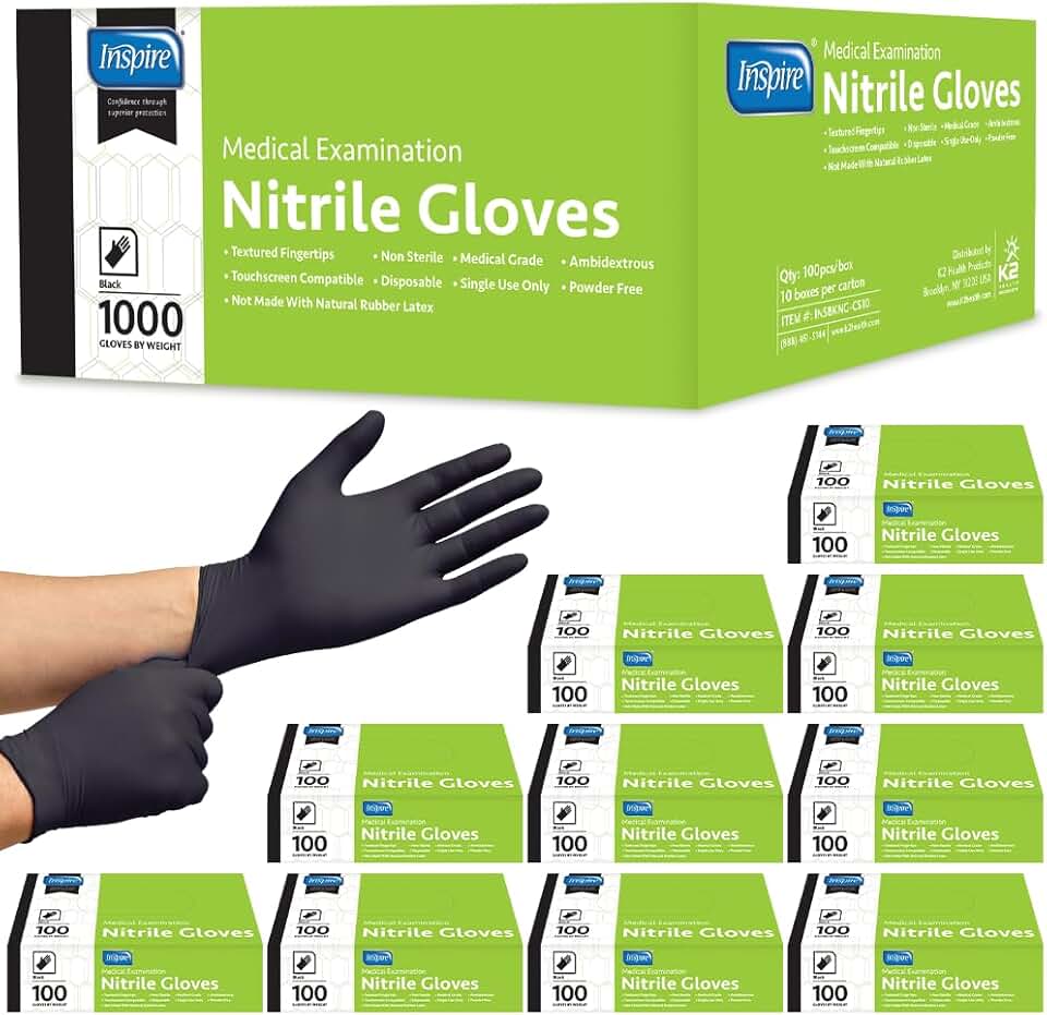 Inspire Black Nitrile Gloves