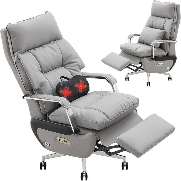Ultimate Comfort: Dual Motor Electric Reclining Office Chair with Massage & Footrest for Big & Tall Users