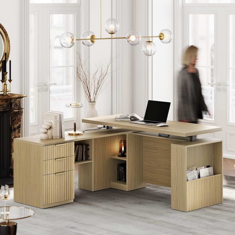 Ultimate Review: 63-inch L-Shaped Electric Standing Desk with Storage & USB (Light Walnut)