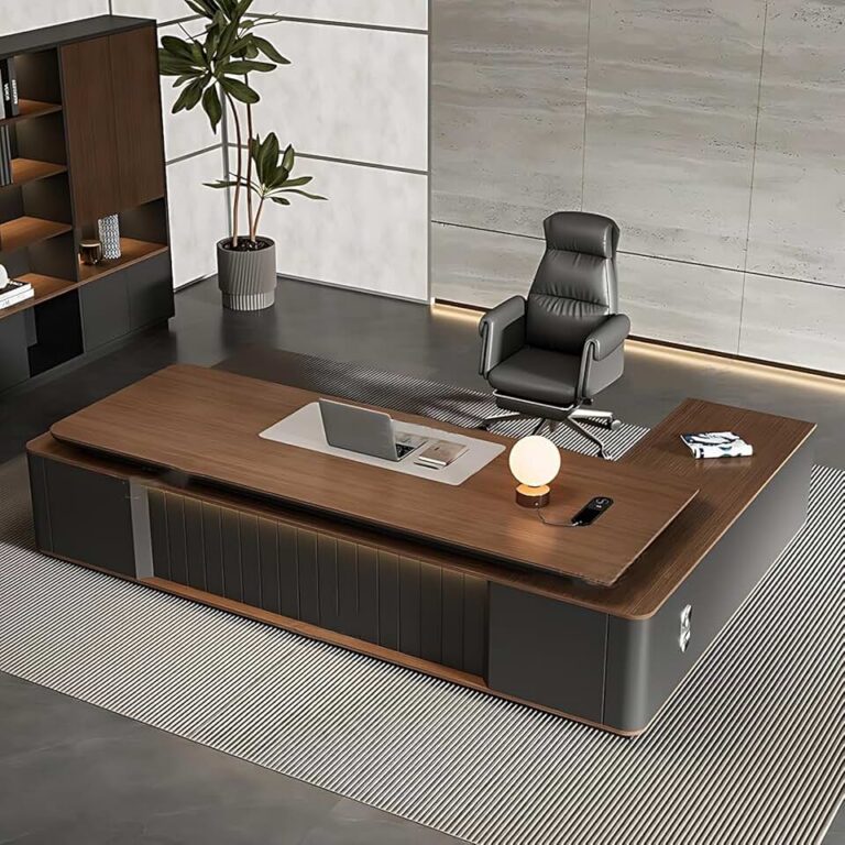 Ultimate Review: The 94.5″ Executive L-Shaped Desk with LED & No Assembly! (Brown & Grey)