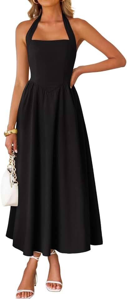 ZESICA Halter Midi Dress
